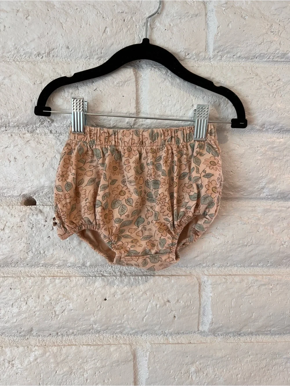 Rylee + Cru Peach Floral Diaper Cover with Green Leaf Accents